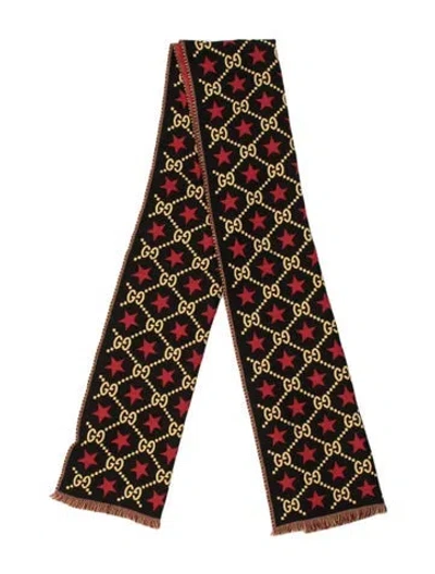 Pre-owned Gucci Wool Gg Supreme Scarf In Black