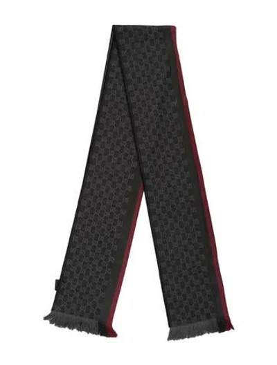Pre-owned Gucci Wool Gg Supreme Scarf In Gray