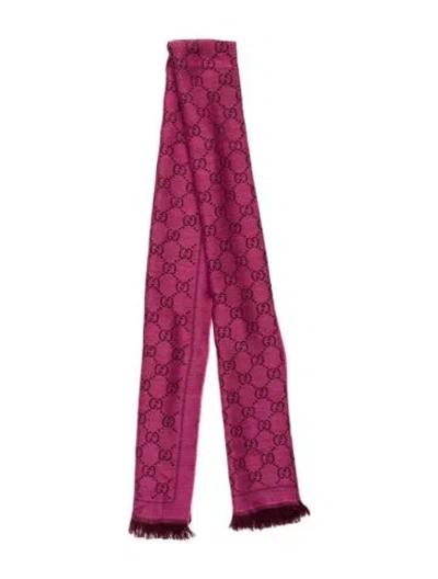 Pre-owned Gucci Wool Gg Supreme Shawl In Pink