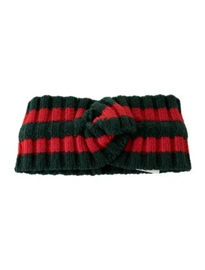 Pre-owned Gucci Wool Gg Web Headband In Green