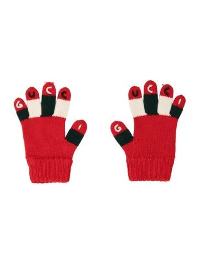 Pre-owned Gucci Babies' Wool Gloves In Red
