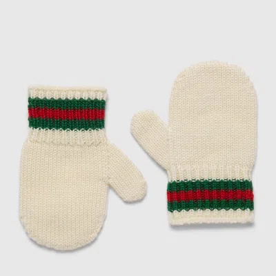 Gucci Babies' Wool Gloves In White