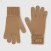 Gucci Wool Gloves With Horsebit In Sand