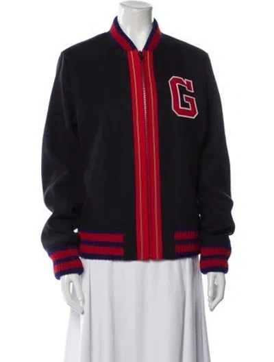 Pre-owned Gucci Wool Graphic Print Bomber Jacket In Multi