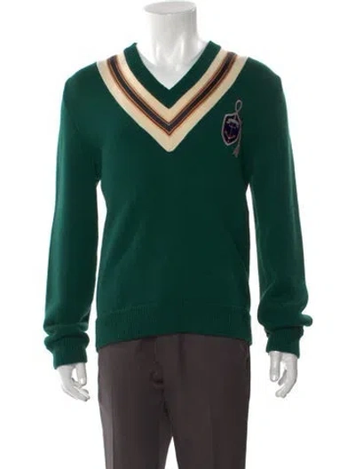 Pre-owned Gucci Wool Graphic Print Cardigan In Green