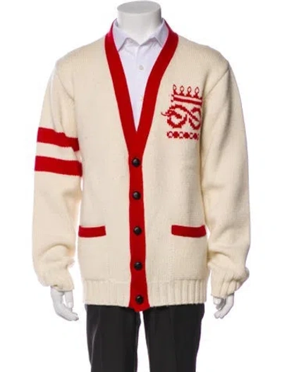 Pre-owned Gucci Wool Graphic Print Cardigan In Neutral
