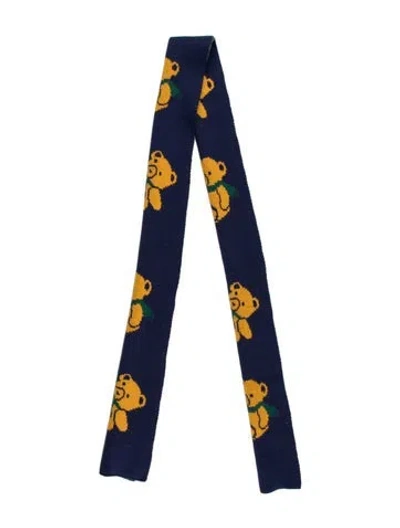 Pre-owned Gucci Wool Graphic Print Scarf In Blue