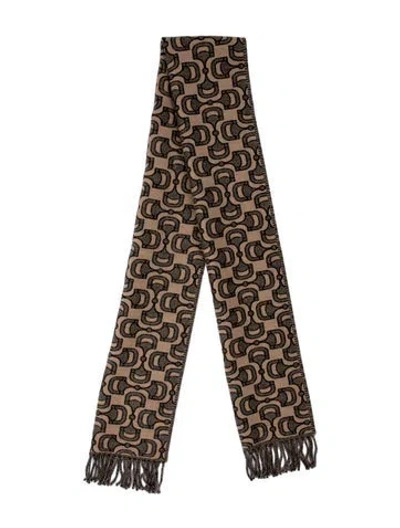 Pre-owned Gucci Wool Graphic Print Scarf In Neutrals