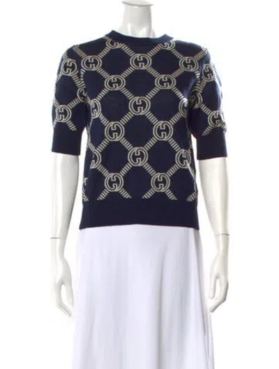 Pre-owned Gucci Wool Graphic Print Sweater
