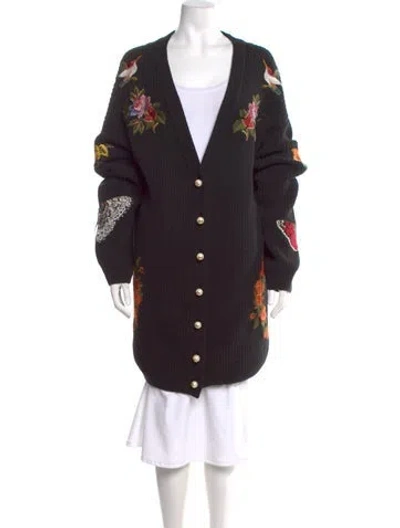 Pre-owned Gucci Wool Graphic Print Sweater In Black