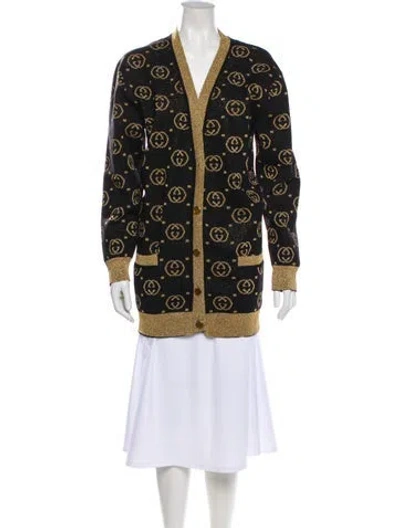 Pre-owned Gucci Wool Graphic Print Sweater In Black