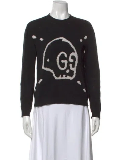 Pre-owned Gucci Wool Graphic Print Sweater In Black