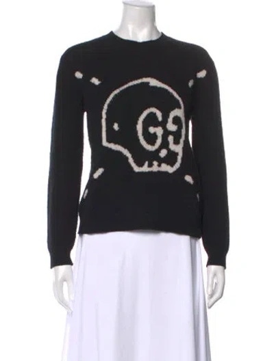 Pre-owned Gucci Wool Graphic Print Sweater In Black