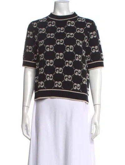 Pre-owned Gucci Wool Graphic Print Sweater In Black