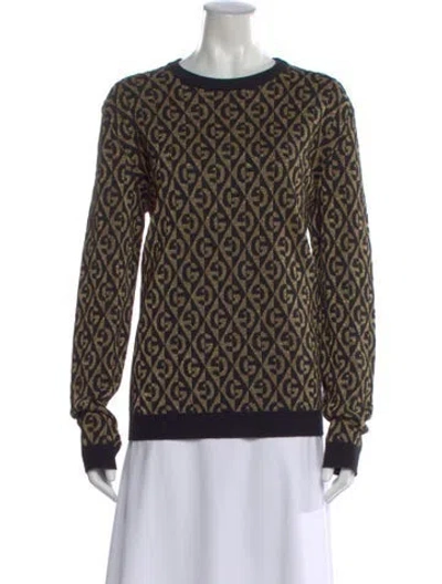 Pre-owned Gucci Wool Graphic Print Sweater In Black/gold