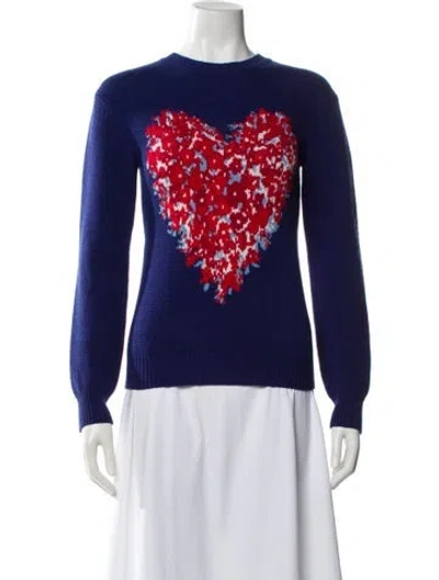 Pre-owned Gucci Wool Graphic Print Sweater In Blue