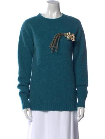 Pre-owned Gucci Wool Graphic Print Sweater In Blue