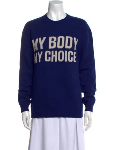 Pre-owned Gucci Wool Graphic Print Sweater In Blue