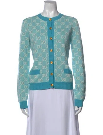 Pre-owned Gucci Wool Graphic Print Sweater In Blue