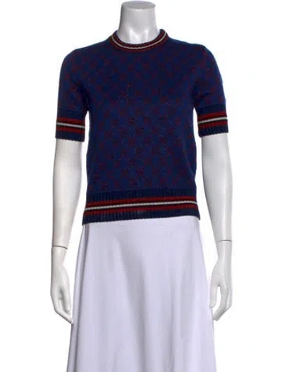 Pre-owned Gucci Wool Graphic Print Sweater In Blue