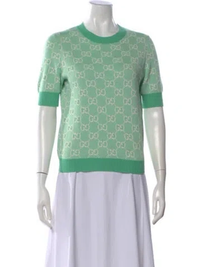 Pre-owned Gucci Wool Graphic Print Sweater In Green