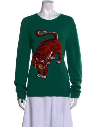 Pre-owned Gucci Wool Graphic Print Sweater In Green