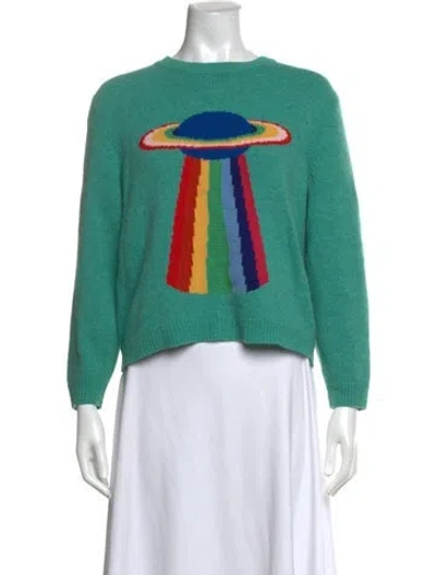 Pre-owned Gucci Wool Graphic Print Sweater In Green