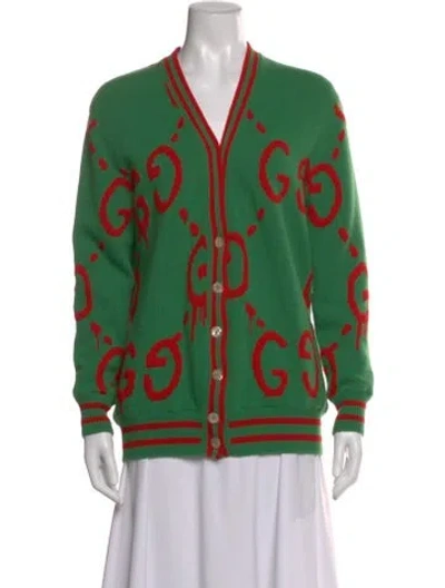 Pre-owned Gucci Wool Graphic Print Sweater In Multi