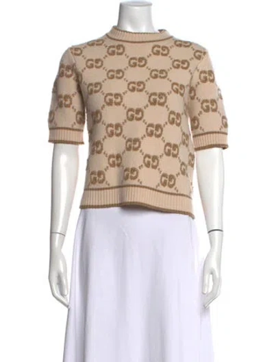 Pre-owned Gucci Wool Graphic Print Sweater In Neutrals