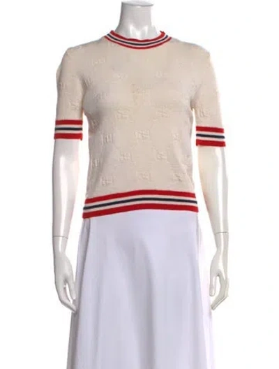 Pre-owned Gucci Wool Graphic Print Sweater In Neutrals