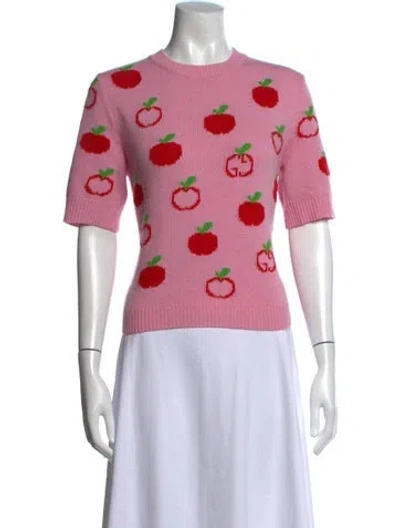 Pre-owned Gucci Wool Graphic Print Sweater In Pink