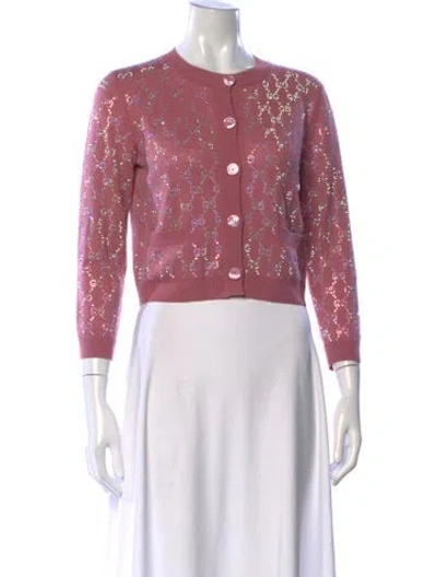 Pre-owned Gucci Wool Graphic Print Sweater In Pink