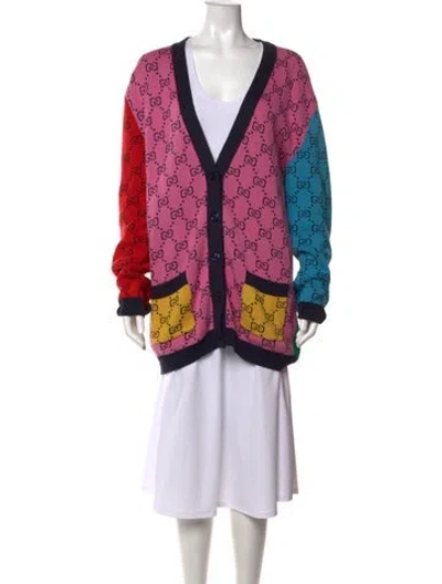 Pre-owned Gucci Wool Graphic Print Sweater In Pink
