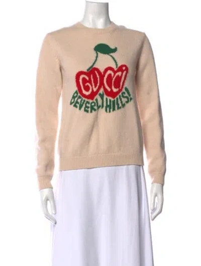 Pre-owned Gucci Wool Graphic Print Sweater In Pink