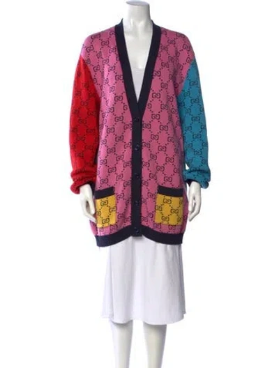 Pre-owned Gucci Wool Graphic Print Sweater In Pink