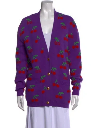Pre-owned Gucci Wool Graphic Print Sweater In Purple