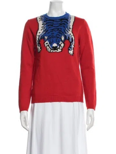 Pre-owned Gucci Wool Graphic Print Sweater In Red