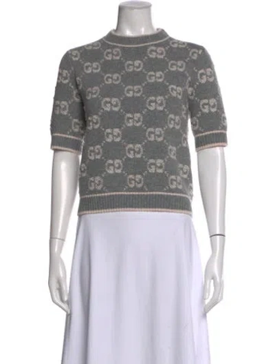 Pre-owned Gucci Wool Graphic Print Sweater W/ Tags In Gray