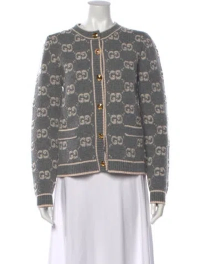 Pre-owned Gucci Wool Graphic Print Sweater W/ Tags In Grey