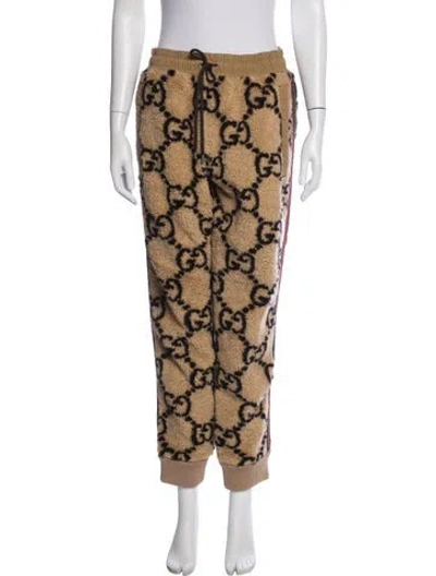Pre-owned Gucci Wool Graphic Print Sweatpants W/ Tags In Neutrals