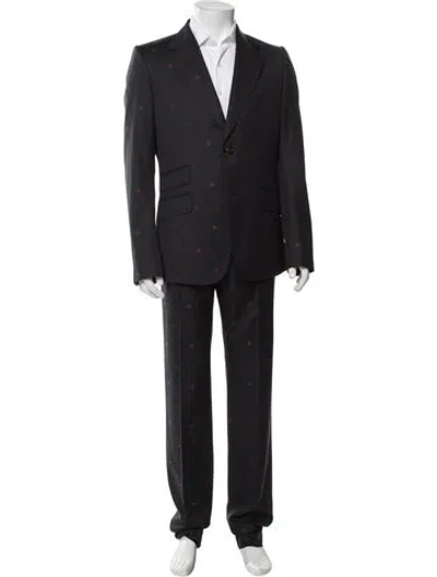 Pre-owned Gucci Wool Graphic Print Two-piece Suit Vest W/ Tags In Black
