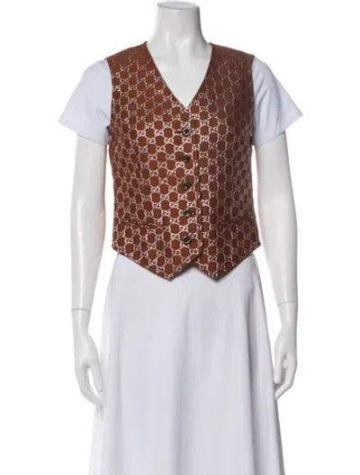 Pre-owned Gucci Wool Graphic Print Vest In Silver