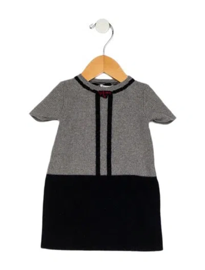 Pre-owned Gucci Babies' Wool Grey And Blue Patterned Short Sleeve Dress In Gray