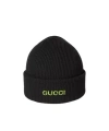 Gucci Ribbed Wool Beanie Folded Cuff In Black