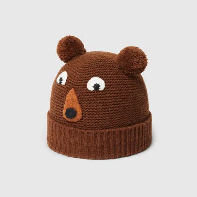 Gucci Kids' Wool Hat With Embroidery In Brown