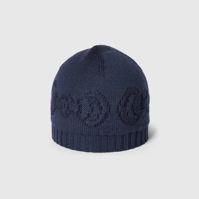 Gucci Wool Hat With Horsebit Detail In Blue