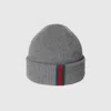 Gucci Wool Hat With Web In Gray