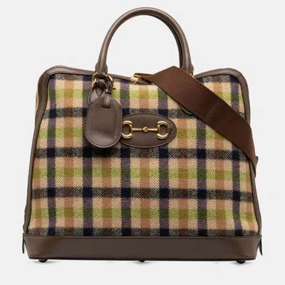 Pre-owned Gucci Wool Horsebit 1955 Satchel In Brown