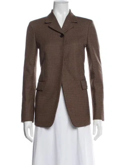 Pre-owned Gucci Wool Houndstooth Print Blazer In Brown