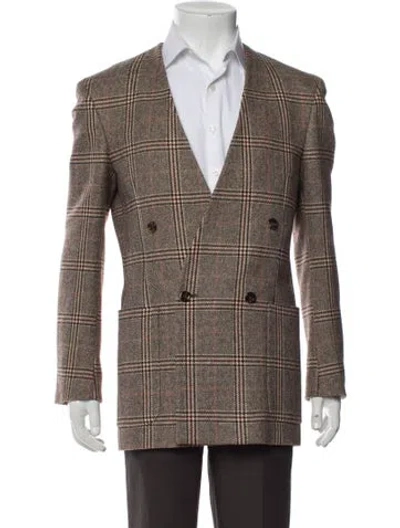 Pre-owned Gucci Wool Houndstooth Print Blazer In Neutral